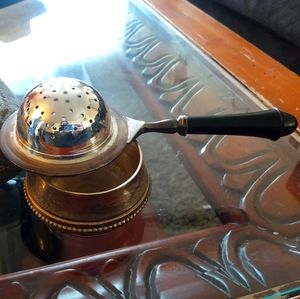 Vintage Silver Plate Tea Strainer with Drip Bowl